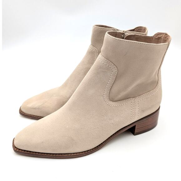 Cole Haan Naia Pointed Toe Block Heel Booties Women's Light Beige Size US7B - Picture 1 of 9